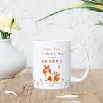 Set de Taza de Café y Posavasos de Cerámica Personalizados Feliz Primer Día de la Madre 11oz con Diseño de Abrazo de Animales Regalo del Día de la Madre para la Abuela Mamá