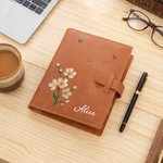 Personalizado Efecto Nácar Nacimiento Flor PU Cuero A5 Sketchbook Cubierta Uso diario al aire libre Sketching Regalo para Artistas Pintores