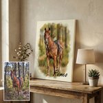 Personalised Watercolour Style Pet Portrait Photo Canvas Painting with Name Home Decor Pet Birthday Gift for Pet Lovers Owners