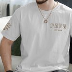 Personalized Faux Embroidered Heart on Sleeve T-Shirt Sweatshirt Hoodie with Est Year and 1-5 Kid Names Father's Day Gift for Dad Grandpa
