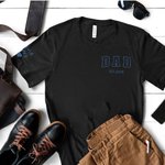 Personalized Faux Embroidered Heart on Sleeve T-Shirt Sweatshirt Hoodie with Est Year and 1-5 Kid Names Father's Day Gift for Dad Grandpa