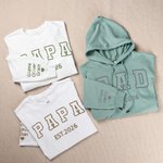 Personalizada de imitación bordado Papá Camiseta Sudadera Sudadera con capucha con Est Año y los nombres de los niños Día del Padre Cumpleaños Regalo para él