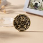 Spersonalizowana kość z odciskiem łapy 3D Zdjęcie zwierzaka Moneta pamiątkowa w stylu retro z imieniem i przezroczystym etui do przechowywania Pamiątka dla zwierzaka Prezent dla właściciela zwierzaka 