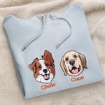 Personalized Embroidered 1-3 Pet Portrait Soft T-shirt Sweatshirt Hoodie with Names Holiday Birthday Gift for Pet Lover Owners