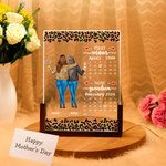 Lámpara de noche LED personalizada con estampado de leopardo para madre e hija con base de madera Decoración de escritorio para el hogar Regalo de cumpleaños para el Día de la Madre para mamá y abuela 2