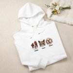 Personalized Embroidered 1-3 Pet Portrait Soft T-shirt Sweatshirt Hoodie with Names Holiday Birthday Gift for Pet Lover Owners