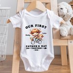 Camiseta personalizada Highland Cow Daddy and Baby 100% Cotton Baby Onesie Matching Outfit Nuestro primer día del padre juntos Regalo para el nuevo papá Bebé