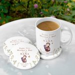 Set de Taza de Café y Posavasos de Cerámica Personalizados Feliz Primer Día de la Madre 11oz con Diseño de Abrazo de Animales Regalo del Día de la Madre para la Abuela Mamá
