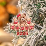 Spersonalizowana przezroczysta akrylowa ozdoba Mama Niedźwiedź i Dzieci Niedźwiedź z 1-10 imionami i rokiem Dekoracja na choinkę Rodzinny prezent na przyjęcie dla mamy i babci