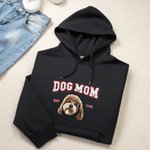 Gepersonaliseerd Geborduurd Hond Mam Huisdier Portret Foto T-shirt Sweatshirt Hoodie met Jaar Moederdag Verjaardagscadeau voor Mamma Huisdier Liefhebber Eigenaren