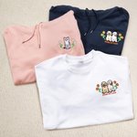 Personalizada Bordado Flor Perro Gato Mascota Retrato Foto Camiseta Sudadera Sudadera con nombre Cumpleaños Aniversario Regalo para los dueños de mascotas Amantes