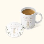 Set de Taza de Café y Posavasos de Cerámica Personalizados Feliz Primer Día de la Madre 11oz con Diseño de Abrazo de Animales Regalo del Día de la Madre para la Abuela Mamá