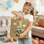 Huevo de Pascua con oreja de conejo personalizado Bolsa de yute grande con nombre e inicial Fiesta de Pascua Regalo para niños Niñas