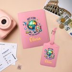 Personalised Just A Girl Who Loves Traveling PU Leather Passport Holder Luggage Tag with Name Birthday Gift for Girl