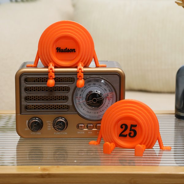 Personalised Bright Orange Clay Pigeon Figurine with Name Number Desk Decor Birthday Gift for Boys Men Shooting Sports Enthusiasts