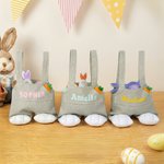 Conejito de Pascua personalizado Bolsa de tela con nombre Feliz Pascua Huevo de caza de regalo para los niños