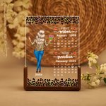 Lámpara de noche LED personalizada con estampado de leopardo para madre e hija con base de madera Decoración de escritorio para el hogar Regalo de cumpleaños para el Día de la Madre para mamá y abuela 1