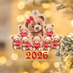 Spersonalizowana przezroczysta akrylowa ozdoba Mama Niedźwiedź i Dzieci Niedźwiedź z 1-10 imionami i rokiem Dekoracja na choinkę Rodzinny prezent na przyjęcie dla mamy i babci