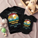 Personalized Baby Bottle Beer Father and Daughter Son Set Name Year Best Dad T-shirt Our First Father’s Day Gift