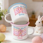 Personlig Happy Easter Sequin Y2K Bunny 12 oz emaljmugg med namn Daglig användning Påskpresent för barn