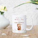 Set de Taza de Café y Posavasos de Cerámica Personalizados Feliz Primer Día de la Madre 11oz con Diseño de Abrazo de Animales Regalo del Día de la Madre para la Abuela Mamá