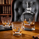 Decantador de Whisky Personalizado con Cara y Caricatura de Personaje con Nombre y Texto Regalo de Cumpleaños para Hombres Amantes del Whisky