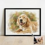 Personalised Watercolour Style Pet Portrait Photo Canvas Painting with Name Home Decor Pet Birthday Gift for Pet Lovers Owners