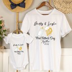 Biberon et chope de bière personnalisés T-shirt 100% coton et pyjama avec texte Cadeau d'anniversaire de la fête des pères pour le papa d'un enfant