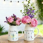 Personalisierte 1-10 Geburt Blumen Keramikvase mit Griff Titel und Namen Geburtstag Muttertag Geschenk für Mama Oma Familie