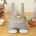 Conejito de Pascua personalizado Bolsa de tela con nombre Feliz Pascua Huevo de caza de regalo para los niños