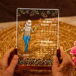 Lámpara de noche LED personalizada con estampado de leopardo para madre e hija con base de madera Decoración de escritorio para el hogar Regalo de cumpleaños para el Día de la Madre para mamá y abuela 3