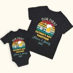 Personalized Baby Bottle Beer Father and Daughter Son Set Name Year Best Dad T-shirt Our First Father’s Day Gift