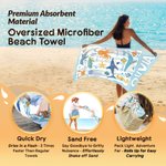 Personalized Ocean Creature Sea Turtle Oversized Quick Dry Beach Towel with Name Beach Accessories Birthday Gift for Friends Family