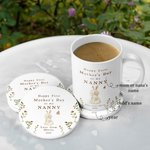 Set de Taza de Café y Posavasos de Cerámica Personalizados Feliz Primer Día de la Madre 11oz con Diseño de Abrazo de Animales Regalo del Día de la Madre para la Abuela Mamá