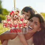 Spersonalizowana przezroczysta akrylowa ozdoba Mama Niedźwiedź i Dzieci Niedźwiedź z 1-10 imionami i rokiem Dekoracja na choinkę Rodzinny prezent na przyjęcie dla mamy i babci