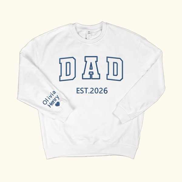 Personalizada de imitación bordado Papá Camiseta Sudadera Sudadera con capucha con Est Año y los nombres de los niños Día del Padre Cumpleaños Regalo para él