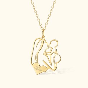 Collana personalizzata mamma e bambino Abbracci di mamma Ciondolo di nascita del bambino Collana di nascita della nuova mamma Gioielli per la prima festa della mamma Regalo per la doccia del bambino