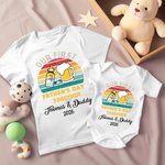 Personalized Baby Bottle Beer Father and Daughter Son Set Name Year Best Dad T-shirt Our First Father’s Day Gift