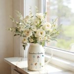 Personalisierte 1-10 Geburt Blumen Keramikvase mit Griff Titel und Namen Geburtstag Muttertag Geschenk für Mama Oma Familie