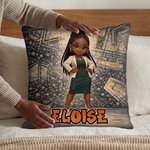 Personalized Graffiti Style Cartoon Character Soft Throw Pillow Cover with Name  Home Decor Birthday Gift for Women Girls
