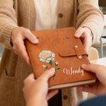 Personalizado Efecto Nácar Nacimiento Flor PU Cuero A5 Sketchbook Cubierta Uso diario al aire libre Sketching Regalo para Artistas Pintores
