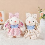Lapin en peluche à nœud mignon personnalisée avec nom pailleté - Cadeau anniversaire ou baby shower pour enfants