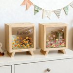 Personalized Birth Flower Wooden Money Box Piggy Bank with Name Back to School Children's Day Birthday Gift for Kids