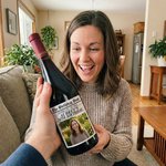 Personalized Newspaper Design Photo Wine Label Stickers with Name and Date Birthday Party Decor for Family Friends