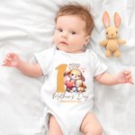 Personalised First Mother's Day Dinosaur Fantasy Unicorn Animal 100% Cotton T-shirt Baby Bodysuit with Name and Year Mother's Day Gift for Mom Baby
