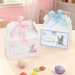 Personalized Cute Easter Bunny Bow Gift Box with Handle and Name Easter Party Gift for Boys Girls