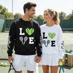 Personalised Multicolor Love Tennis Design Sweatshirt Hoodie with Name Game Day Birthday Gift for Tennis Players Lovers