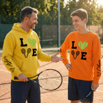 Personalised Multicolor Love Tennis Design Sweatshirt Hoodie with Name Game Day Birthday Gift for Tennis Players Lovers