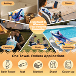 Personalized Watercolor Style Whale Quick Dry Oversized Beach Towel with Name Summer Vacation Travel Gift for Girls Women