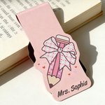 Personalizado lindo lápiz de Apple cuaderno magnético marcador de clip con el nombre de la lectura de suministros de regalo del Día del Maestro para los profesores de ratones de biblioteca